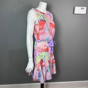 Lauren Ralph Lauren Dress Size 6 Fit Flare boho watercolor artsy tiered